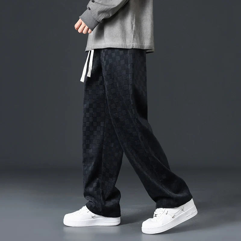 Checkered Corduroy Sweatpants