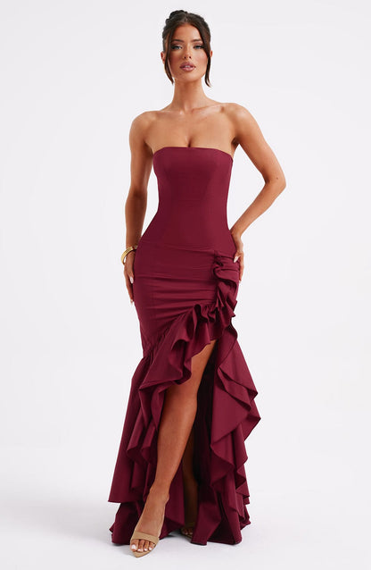 Angelina Maxi Dress - Burgundy Dress Babyboo Fashion Premium Exclusive Design