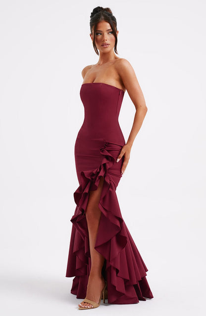 Angelina Maxi Dress - Burgundy Dress Babyboo Fashion Premium Exclusive Design