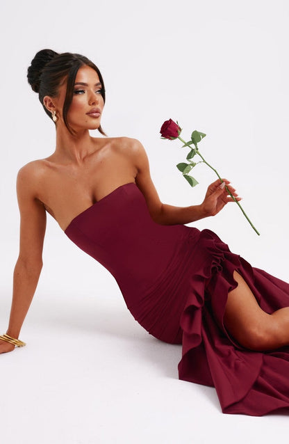 Angelina Maxi Dress - Burgundy Dress Babyboo Fashion Premium Exclusive Design